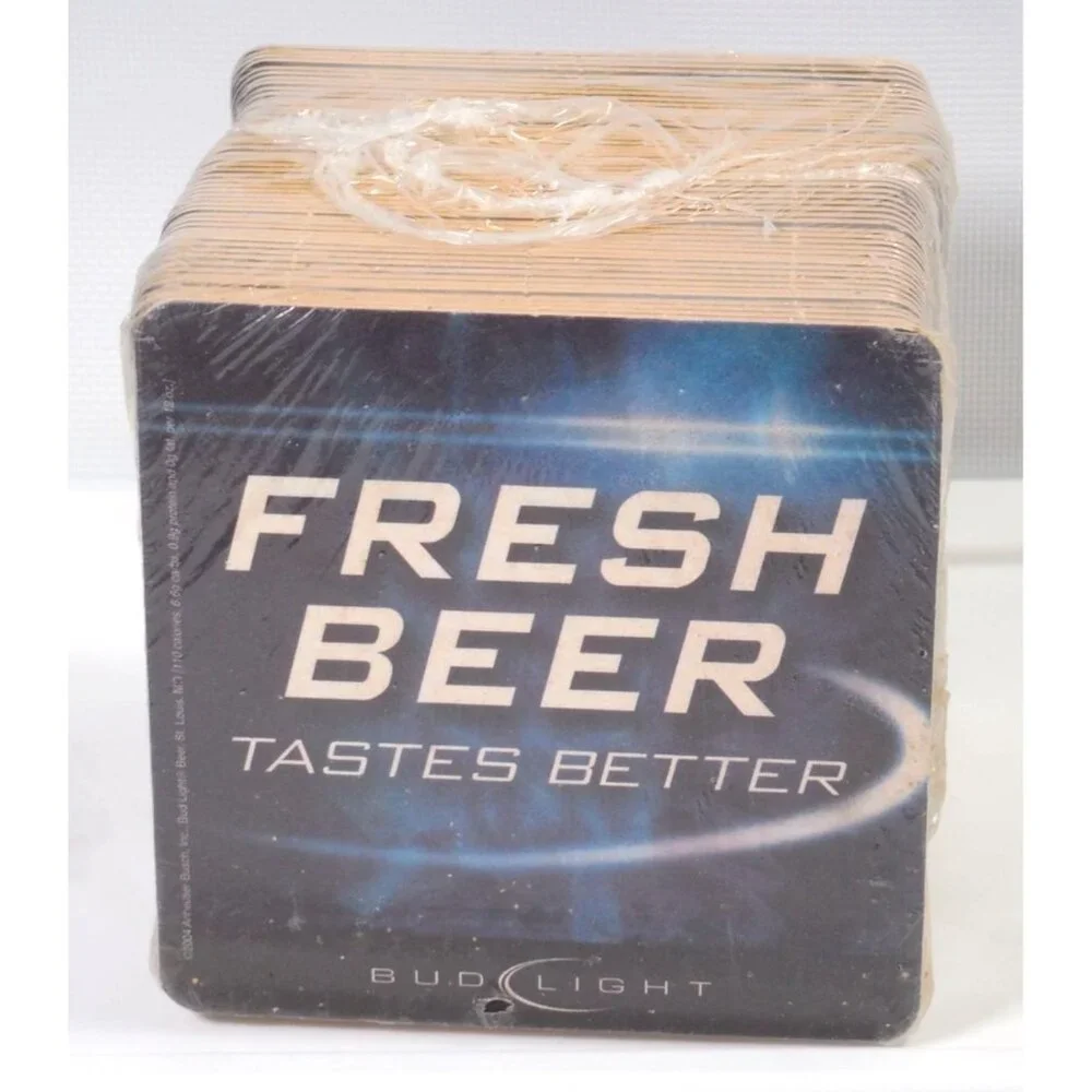 Anheuser Busch Fresh Beer Tastes Better Bud Light Beer Coaster sealed 50 pack 20